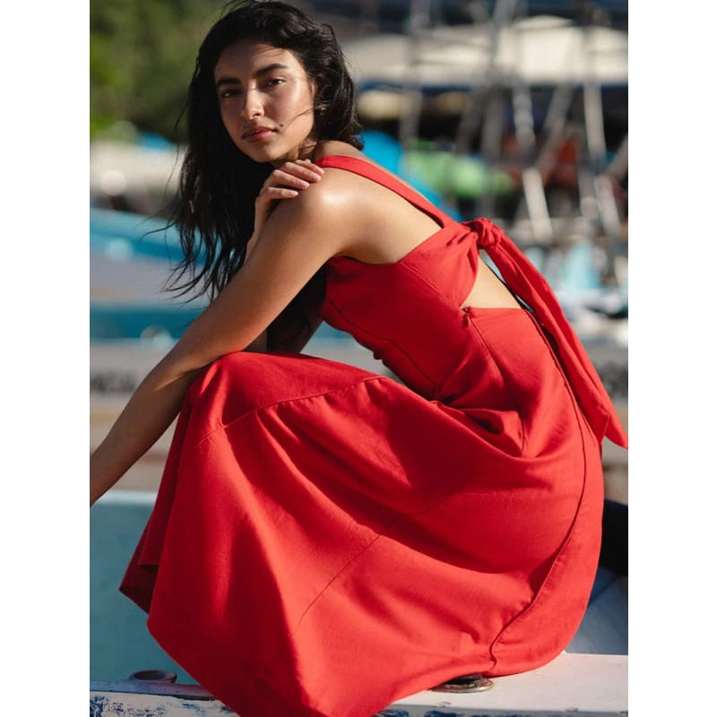 Elise Midi Dress | Red - Dress