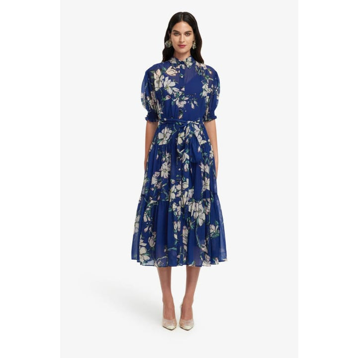 Ellie Bishop Sleeve Midi Dress | Midnight Magnolia Print - Dress