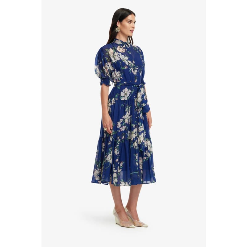 Ellie Bishop Sleeve Midi Dress | Midnight Magnolia Print - Dress