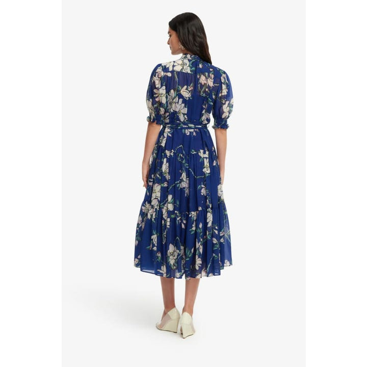 Ellie Bishop Sleeve Midi Dress | Midnight Magnolia Print - Dress