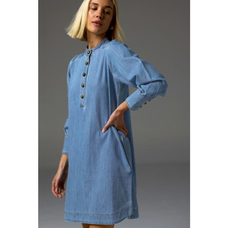 Elocution Dress | Light Wash Denim - Dress