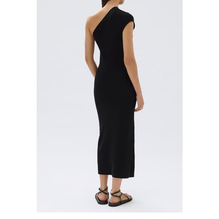 Elodie One Shoulder Knit Midi Dress | Black - Dress