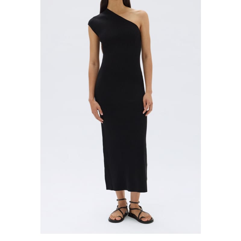 Elodie One Shoulder Knit Midi Dress | Black - Dress