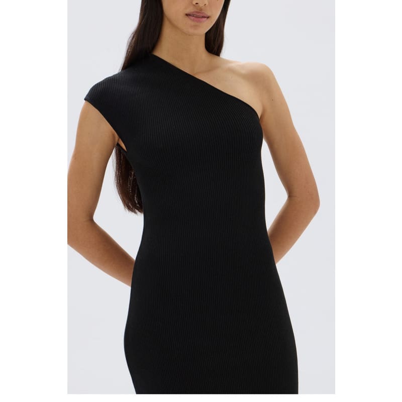 Elodie One Shoulder Knit Midi Dress | Black – Florence