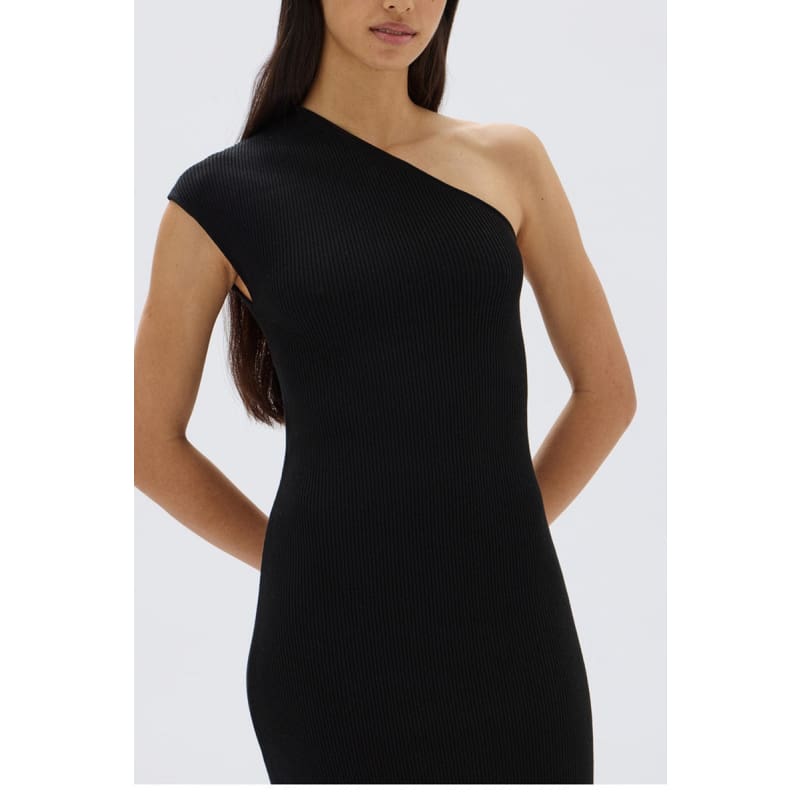 Elodie One Shoulder Knit Midi Dress | Black - Dress