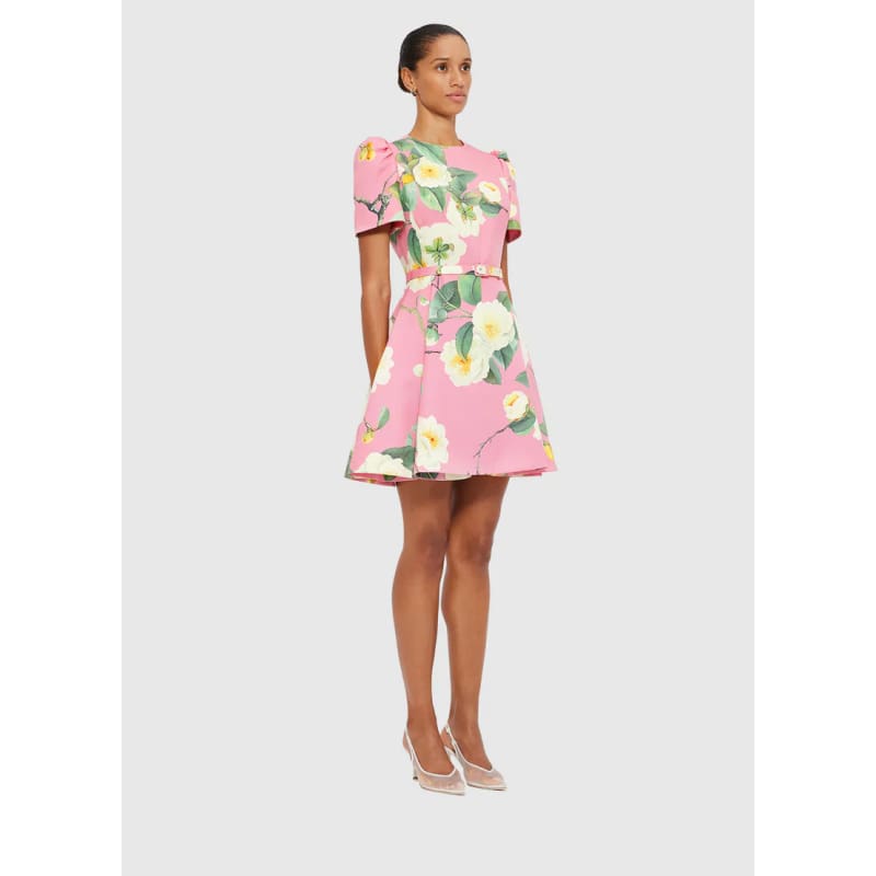 Elyse Short Sleeve Mini Dress | Camelia Print - Dress