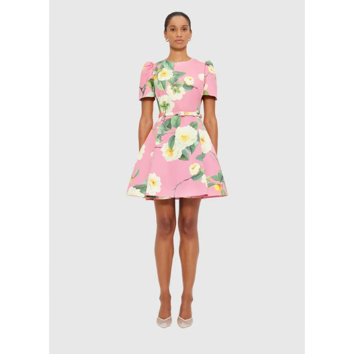 Elyse Short Sleeve Mini Dress | Camelia Print - Dress