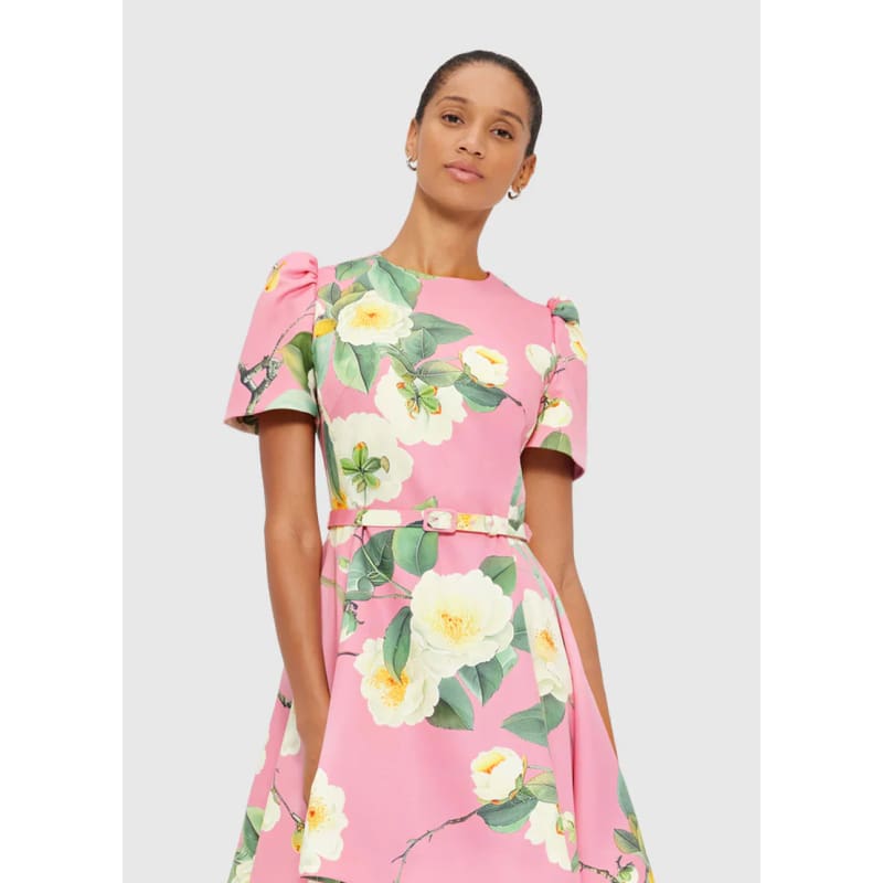 Elyse Short Sleeve Mini Dress | Camelia Print - Dress