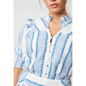 Elysian Viscose Linen Blouse | Sorrento Stripe - Tops