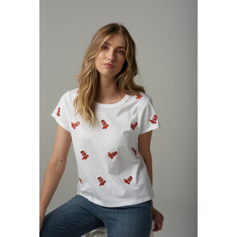 Embroidered Boots Tee | White C1378 233 Tops
