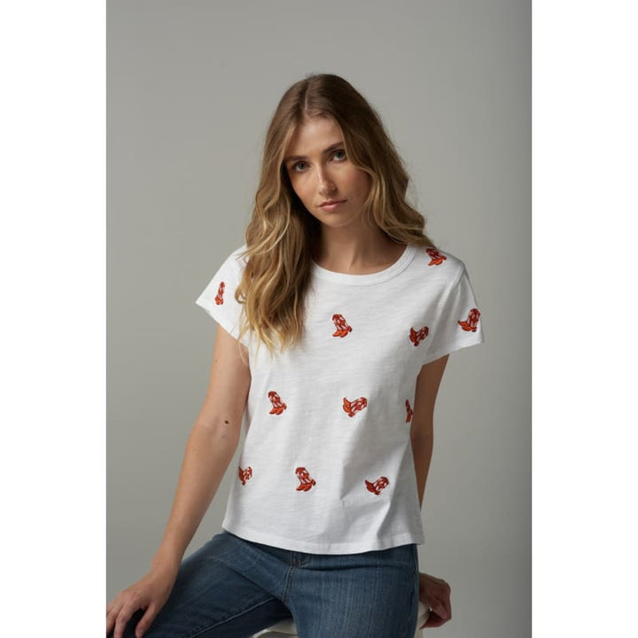 Embroidered Boots Tee | White C1378 233 Tops
