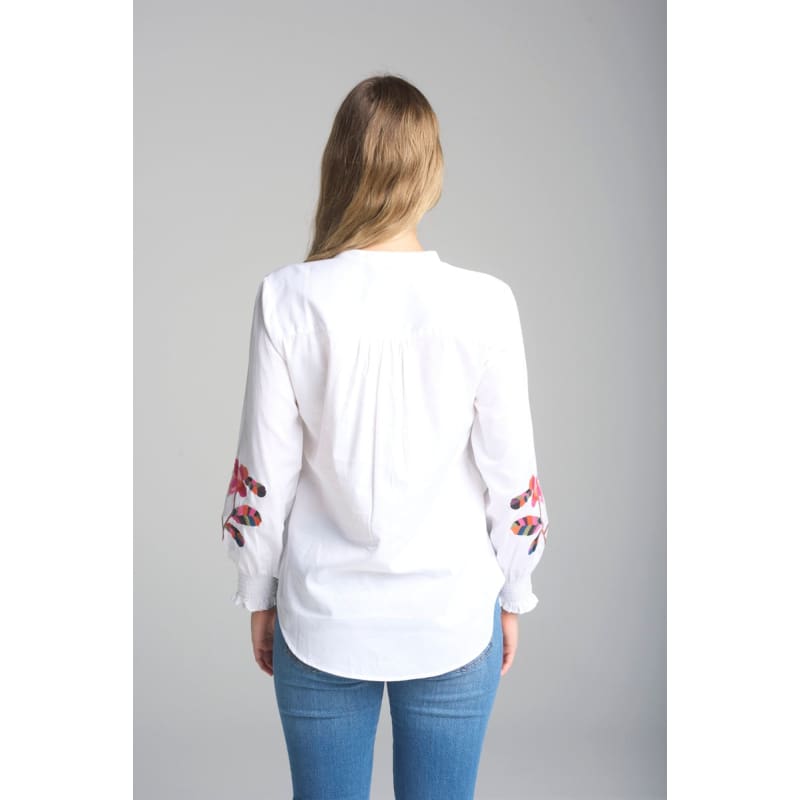 Embroidery Sleeve Blouse | White - Tops