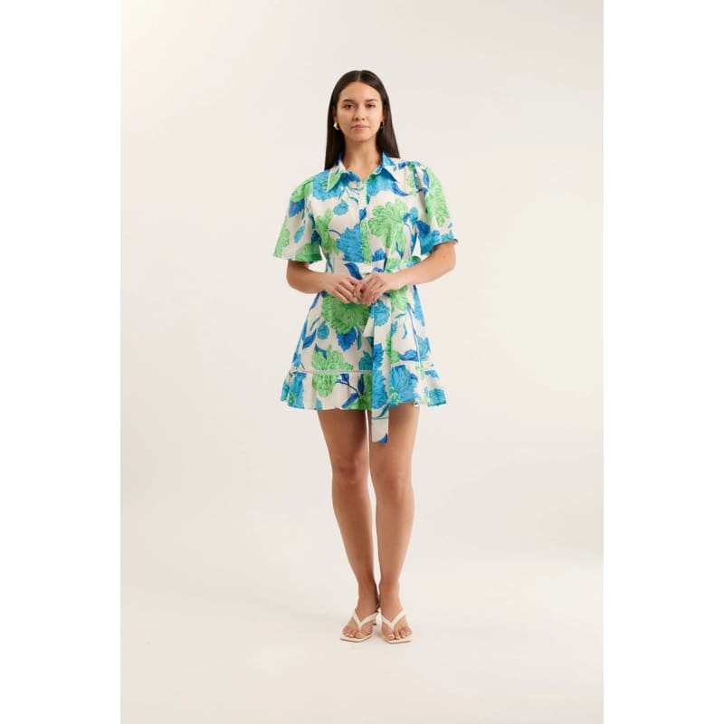 Emma Mini Dress | Calypso Print Blue - Dress