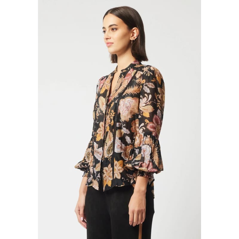 Empress Cotton Silk Shirt | Dragon Flower - Tops