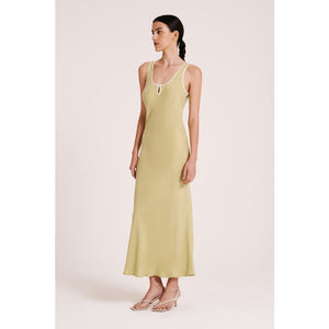 Enni Cupro Slip Dress | Lime - Dress