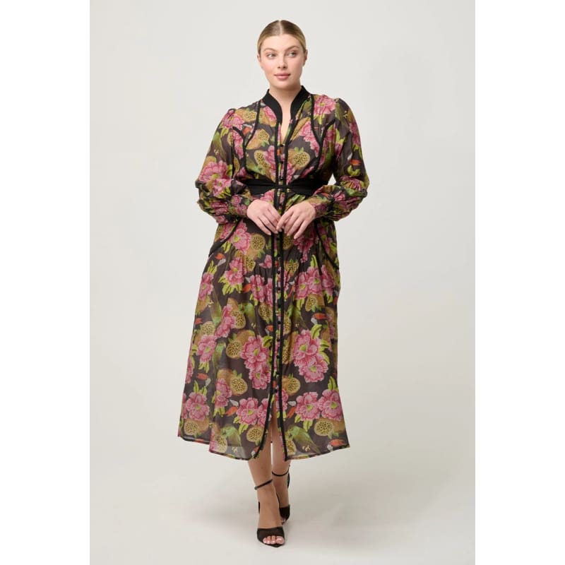 Esmeralda Cotton Silk Midi Dress | Winter Granadilla - Dress
