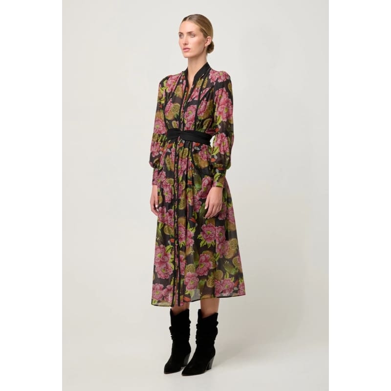 Esmeralda Cotton Silk Midi Dress | Winter Granadilla - Dress