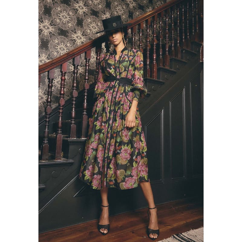 Esmeralda Cotton Silk Midi Dress | Winter Granadilla - Dress