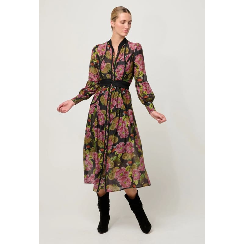 Esmeralda Cotton Silk Midi Dress | Winter Granadilla - Dress