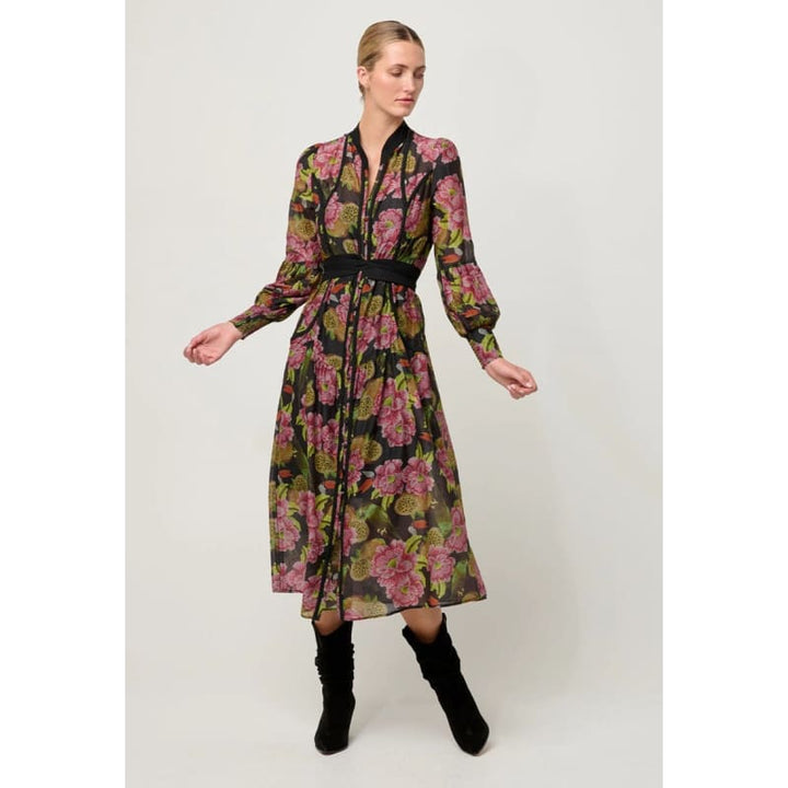 Esmeralda Cotton Silk Midi Dress | Winter Granadilla - Dress