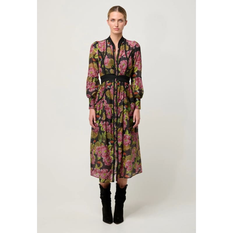 Esmeralda Cotton Silk Midi Dress | Winter Granadilla - Dress