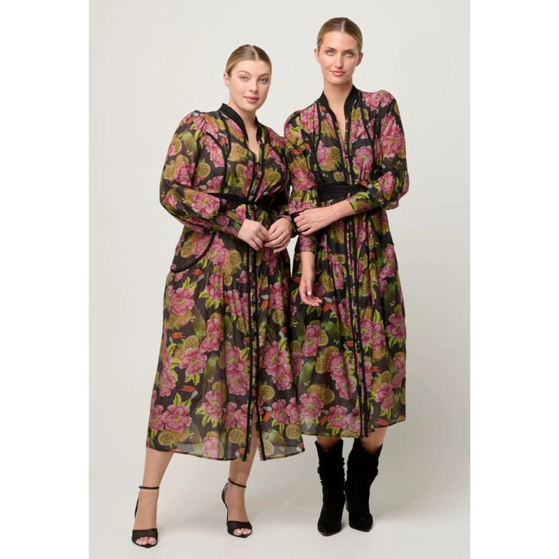 Esmeralda Cotton Silk Midi Dress | Winter Granadilla - Dress