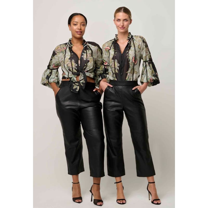 Espada Cotton Silk Blouse | Mariposa Nero - Tops