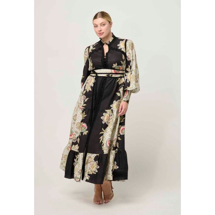 Espada Linen Viscose Maxi Dress | Mariposa Nero - Dress
