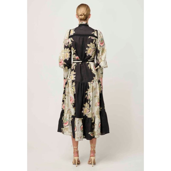 Espada Linen Viscose Maxi Dress | Mariposa Nero - Dress