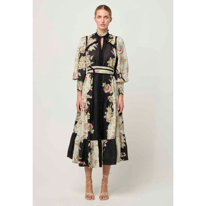 Espada Linen Viscose Maxi Dress | Mariposa Nero - Dress