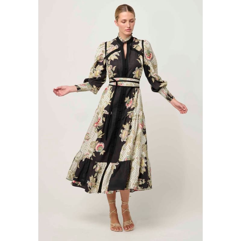 Espada Linen Viscose Maxi Dress | Mariposa Nero - Dress