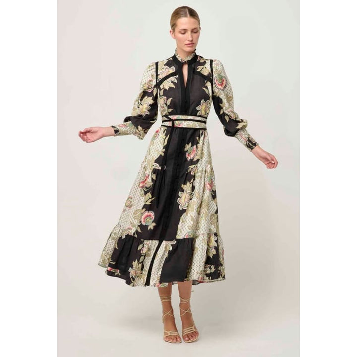 Espada Linen Viscose Maxi Dress | Mariposa Nero - Dress