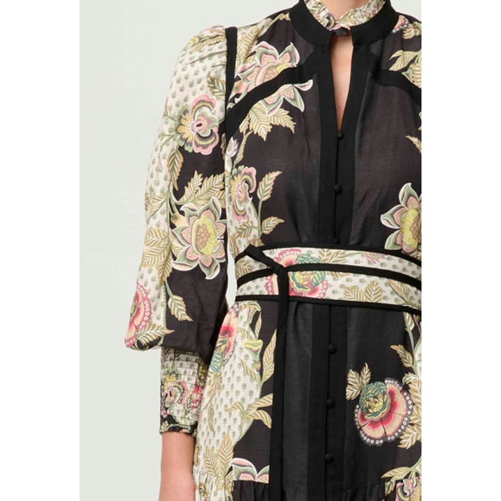 Espada Linen Viscose Maxi Dress | Mariposa Nero - Dress