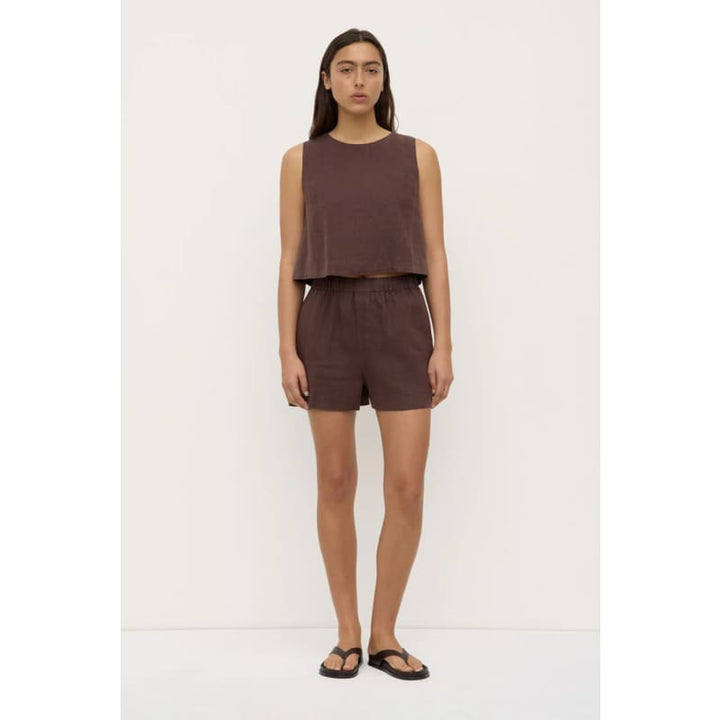 Estelle Linen Top | Ganache - Tops
