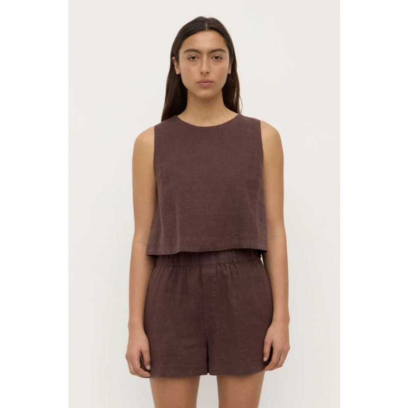 Estelle Linen Top | Ganache - Tops