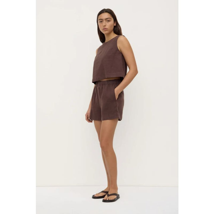 Estelle Linen Top | Ganache - Tops