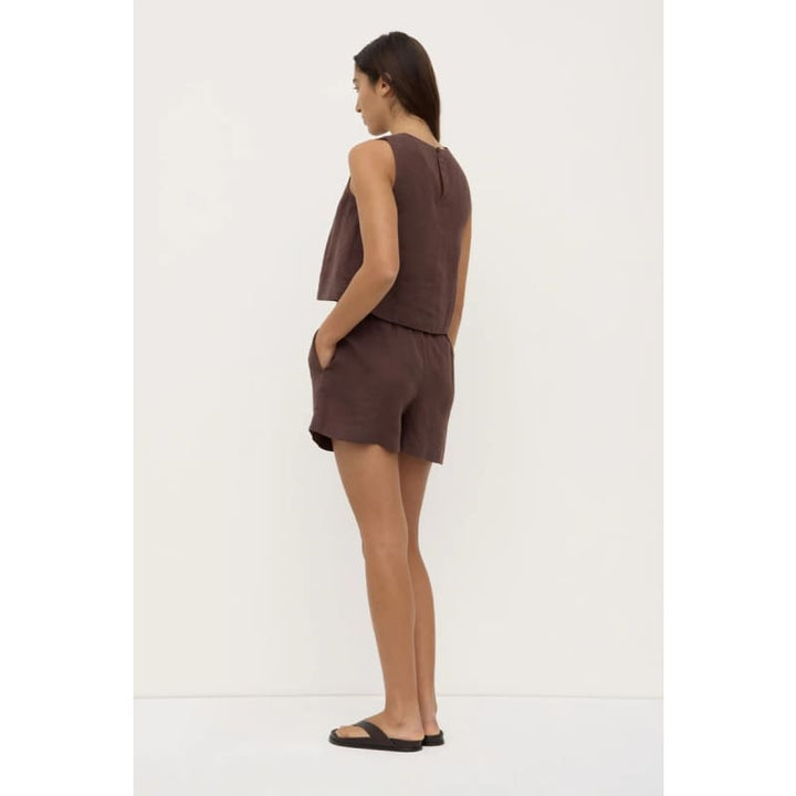 Estelle Linen Top | Ganache - Tops