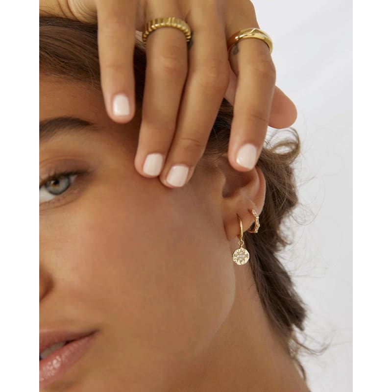 Estrella Gold & Zircon Hoop Huggies - Jewellery