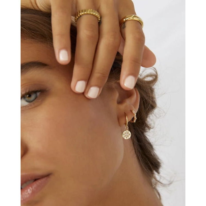 Estrella Gold & Zircon Hoop Huggies - Jewellery