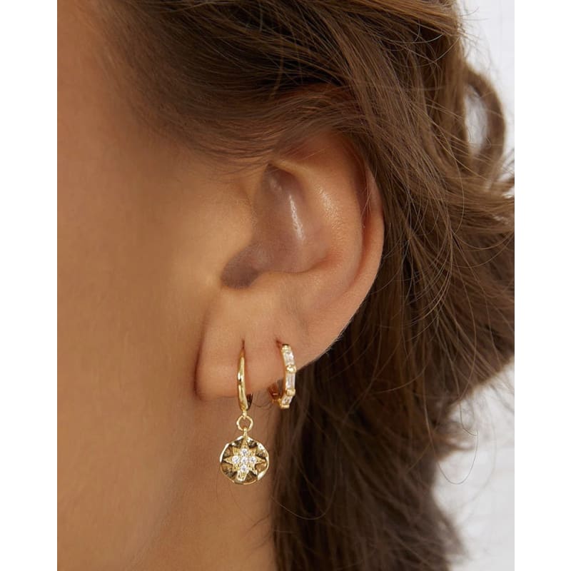 Estrella Gold & Zircon Hoop Huggies - Jewellery