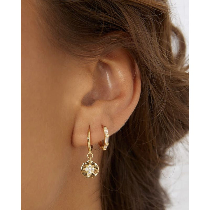 Estrella Gold & Zircon Hoop Huggies - Jewellery