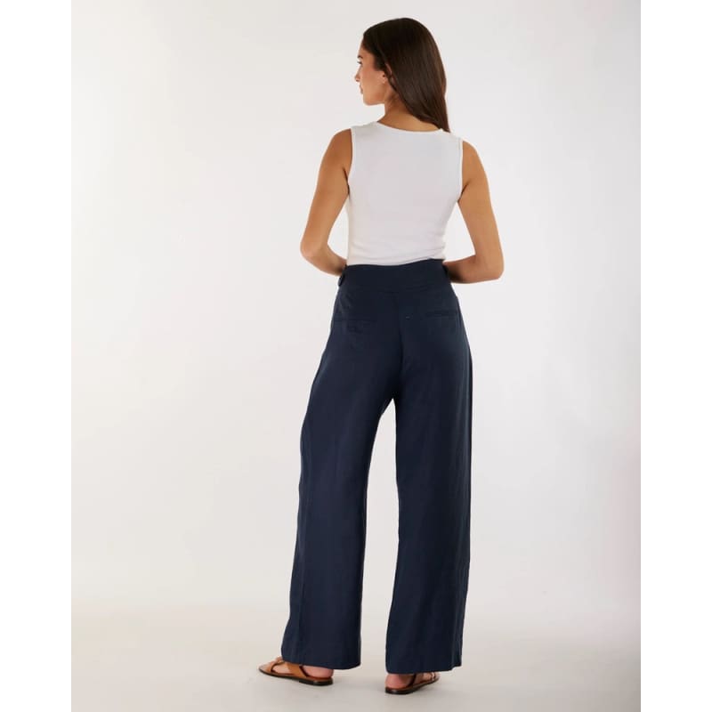 Eugene Linen Pant | Navy - Bottoms