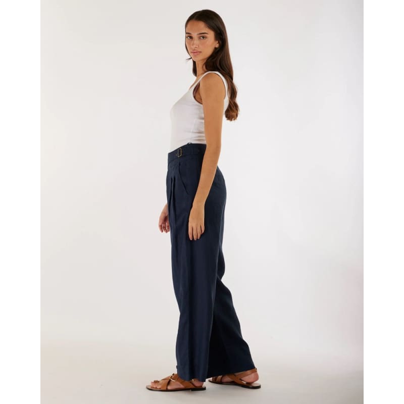 Eugene Linen Pant | Navy - Bottoms