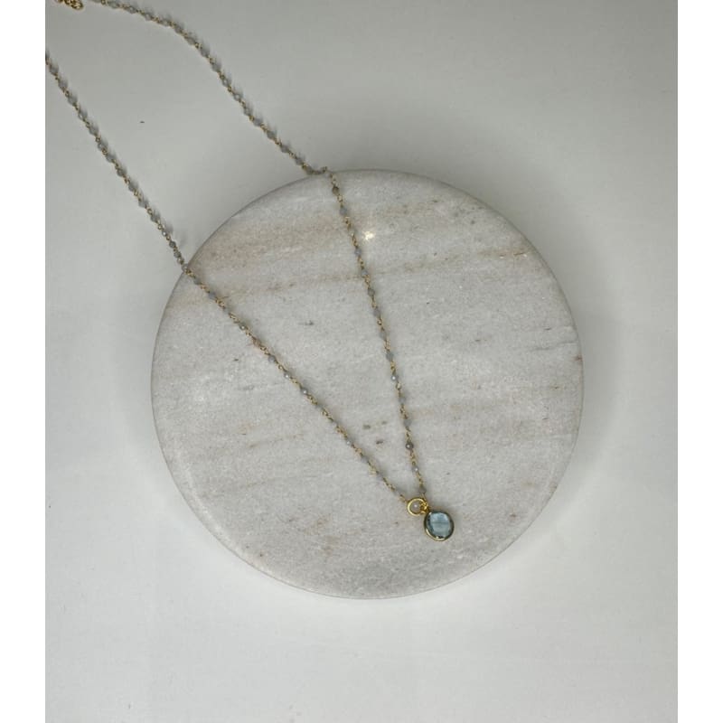 Euro Gold and Blue Quartz Gem Necklace | A1 - Jewellery