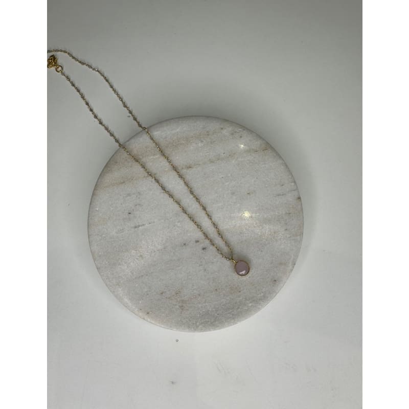 Euro Gold and Pink Quartz Gem Necklace | A1 - Jewellery