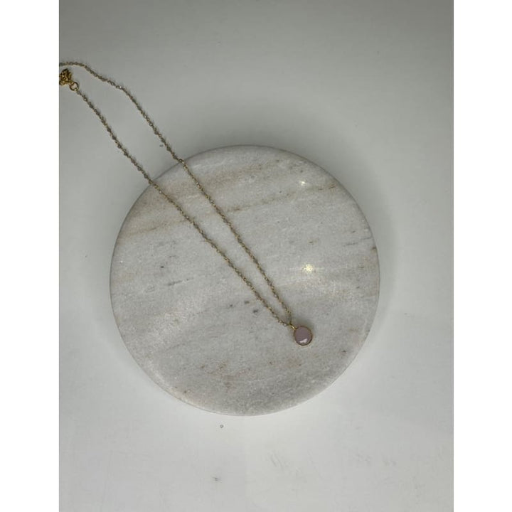 Euro Gold and Pink Quartz Gem Necklace | A1 - Jewellery