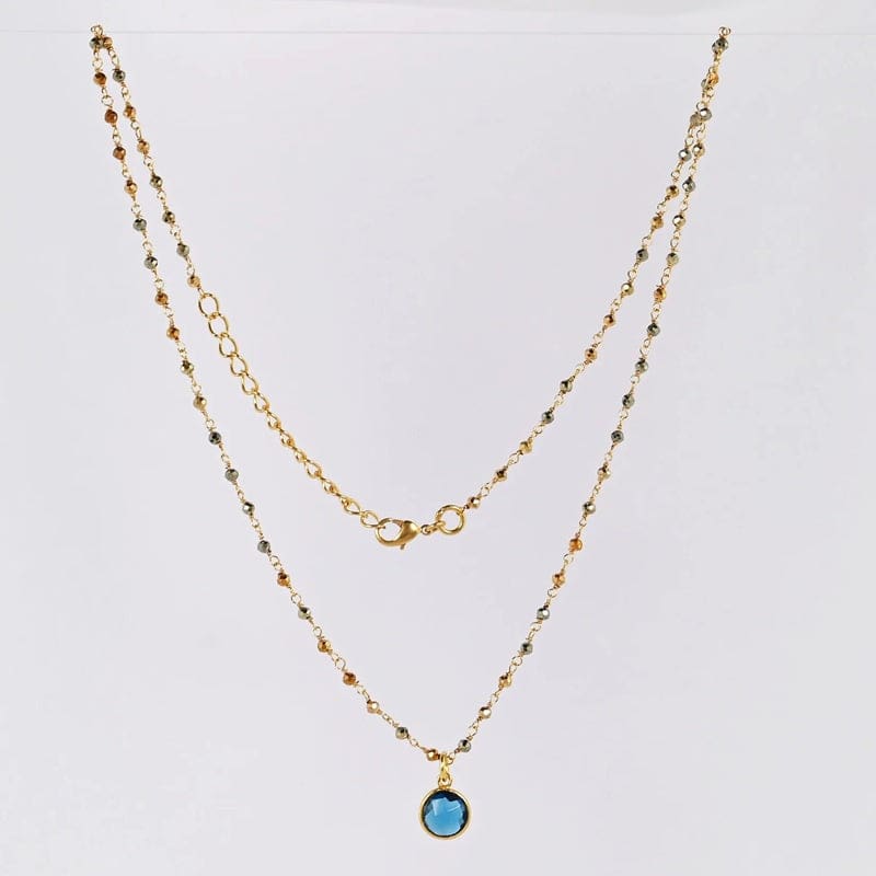 Euro Gold Assorted Gemstones 45cm + 5cm Extender Chain Necklace | A1 - Jewellery