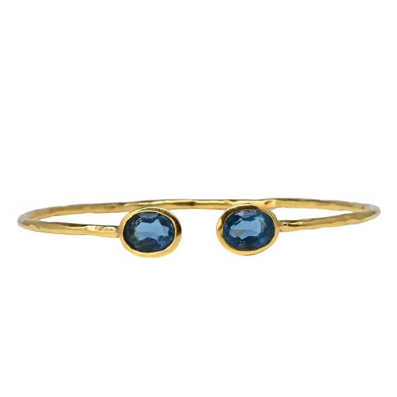 Euro Gold Cuff Bangle A21 | Blue Topaz - Jewellery