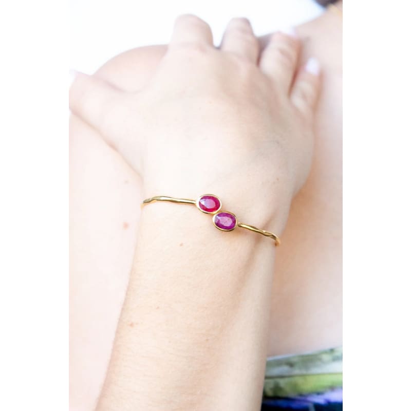 Euro Gold Cuff Bangle Cherry Quartz | A21 - Jewellery
