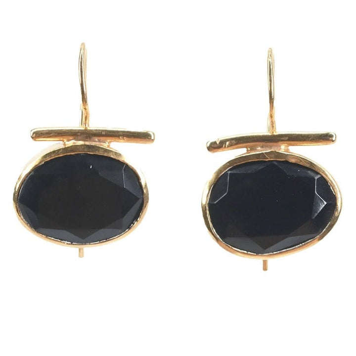 Euro Gold Dark Blue Gem Earrings | A196-1 - Jewellery